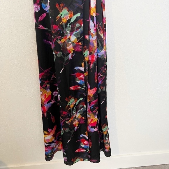 Aidan Mattox Printed Satin Wrap-Front Gown - Picture 4 of 10